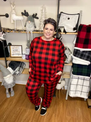 #945 Red buffalo plaid PJ set