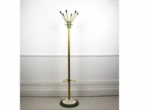A 1970's French enamelled & brass coated industrial coat stand