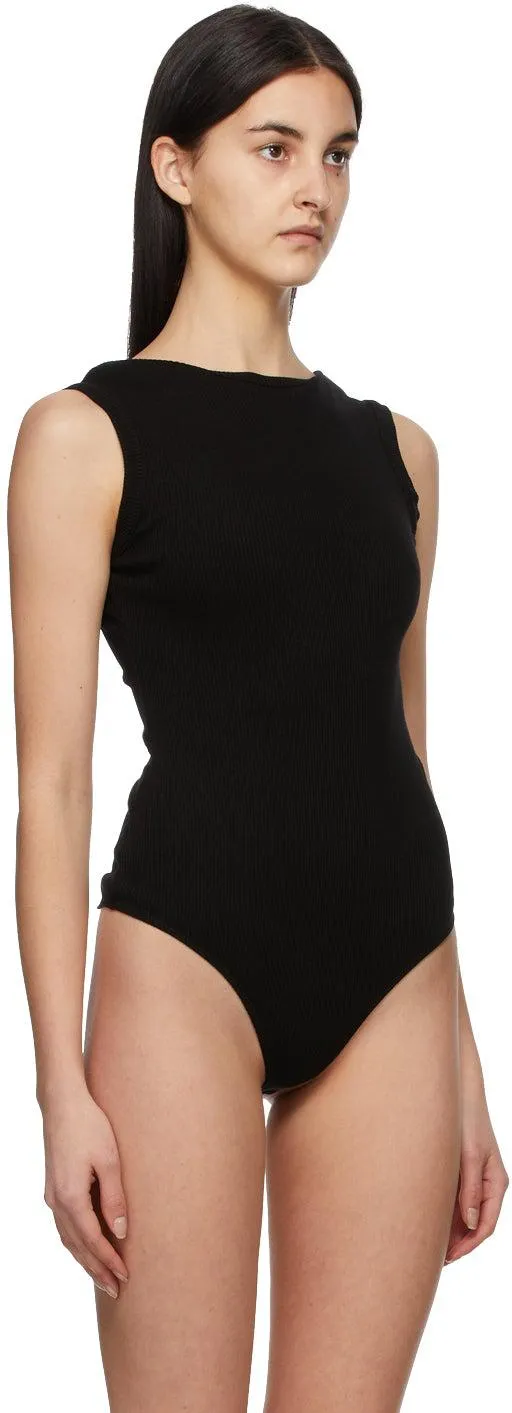 AGOLDE Black Sutton V Back Bodysuit
