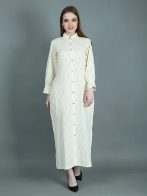ALANI LEMON HANDBLOCK PRINT SHIRT DRESS
