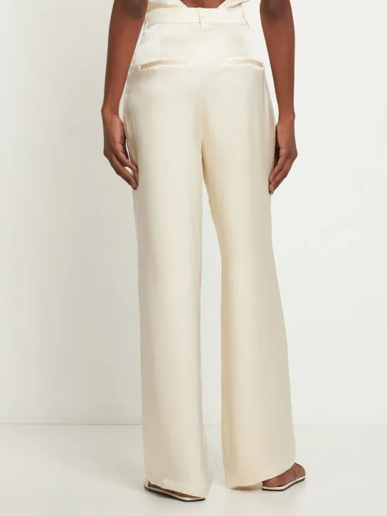 ANINE BING   Carrie silk satin straight pants 