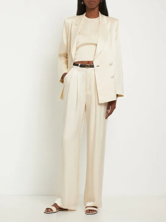 ANINE BING   Carrie silk satin straight pants 
