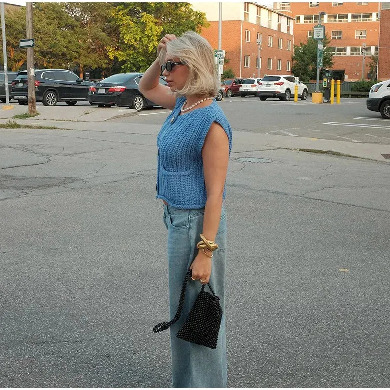 Astera Round Neck Sleeveless Cardigan