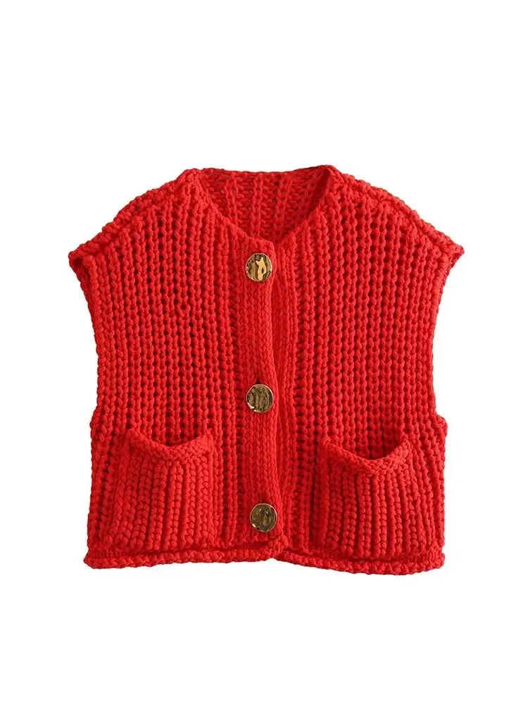 Astera Round Neck Sleeveless Cardigan