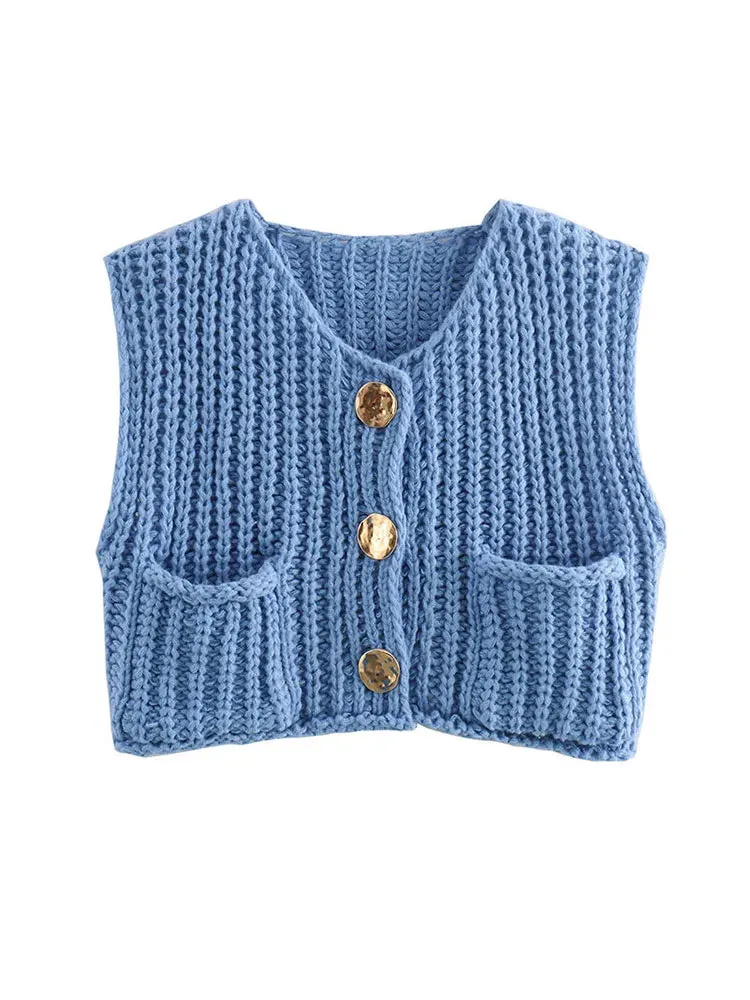 Astera Round Neck Sleeveless Cardigan