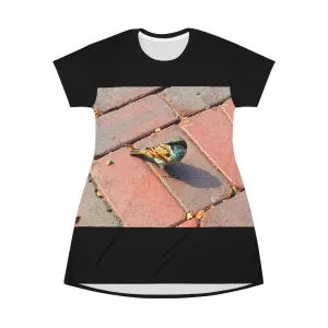Bird All Over Print T-Shirt Dress