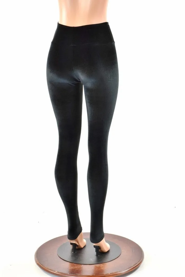 Black Velvet High Waist Leggings