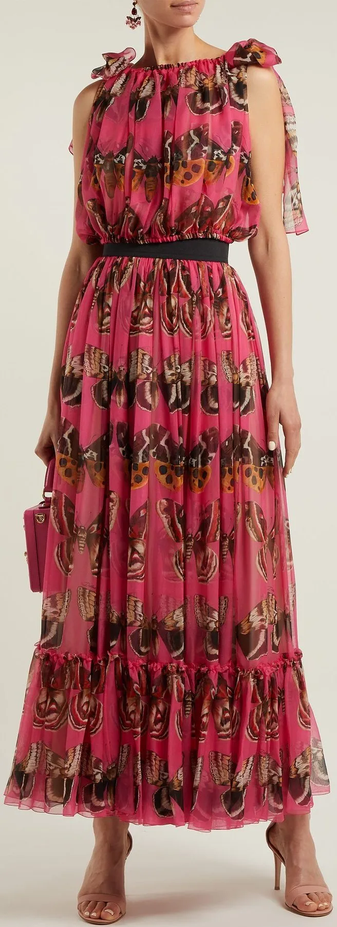 Butterfly Print Chiffon Top and Skirt Set