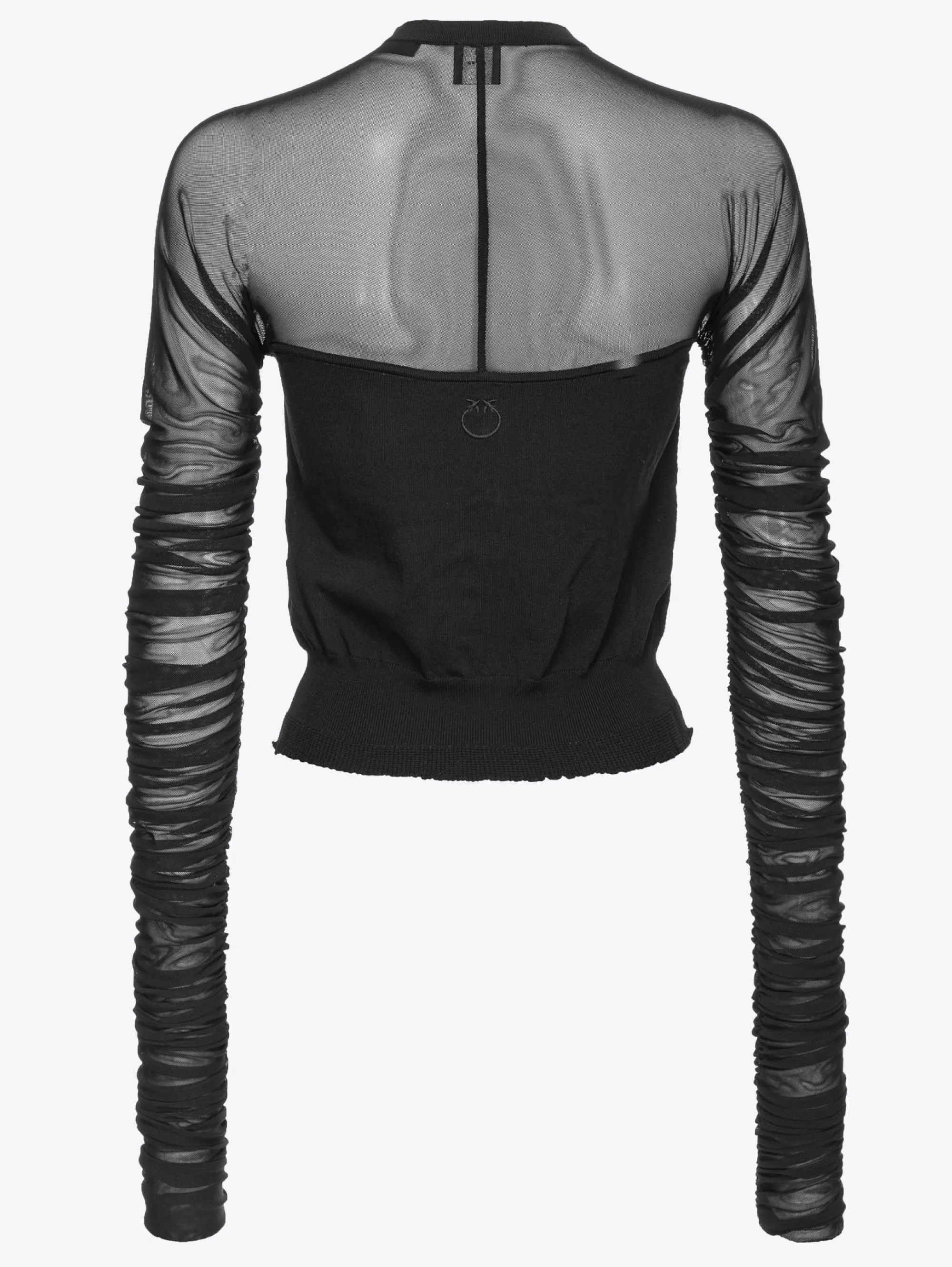 Cardigan con Maniche Lunghe in Tulle Nero