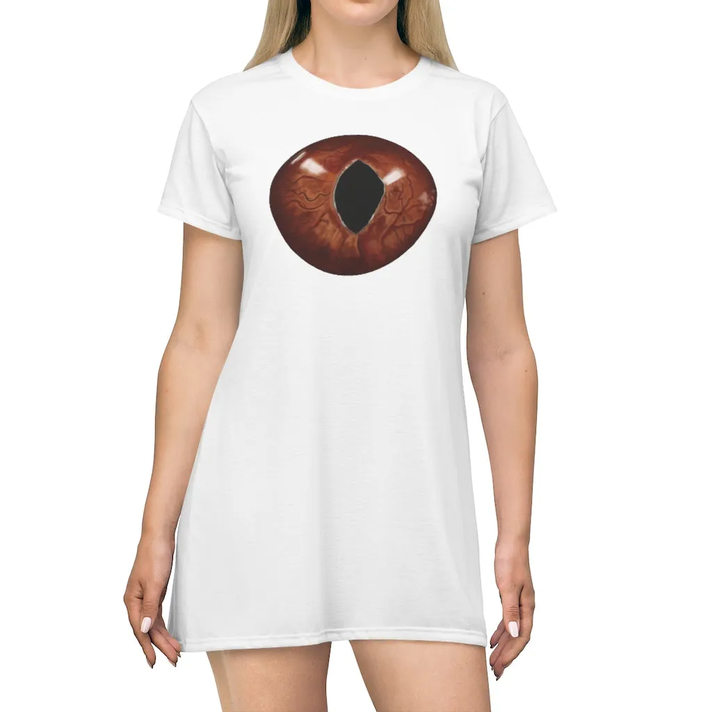 Cat Eye All Over Print T-Shirt Dress