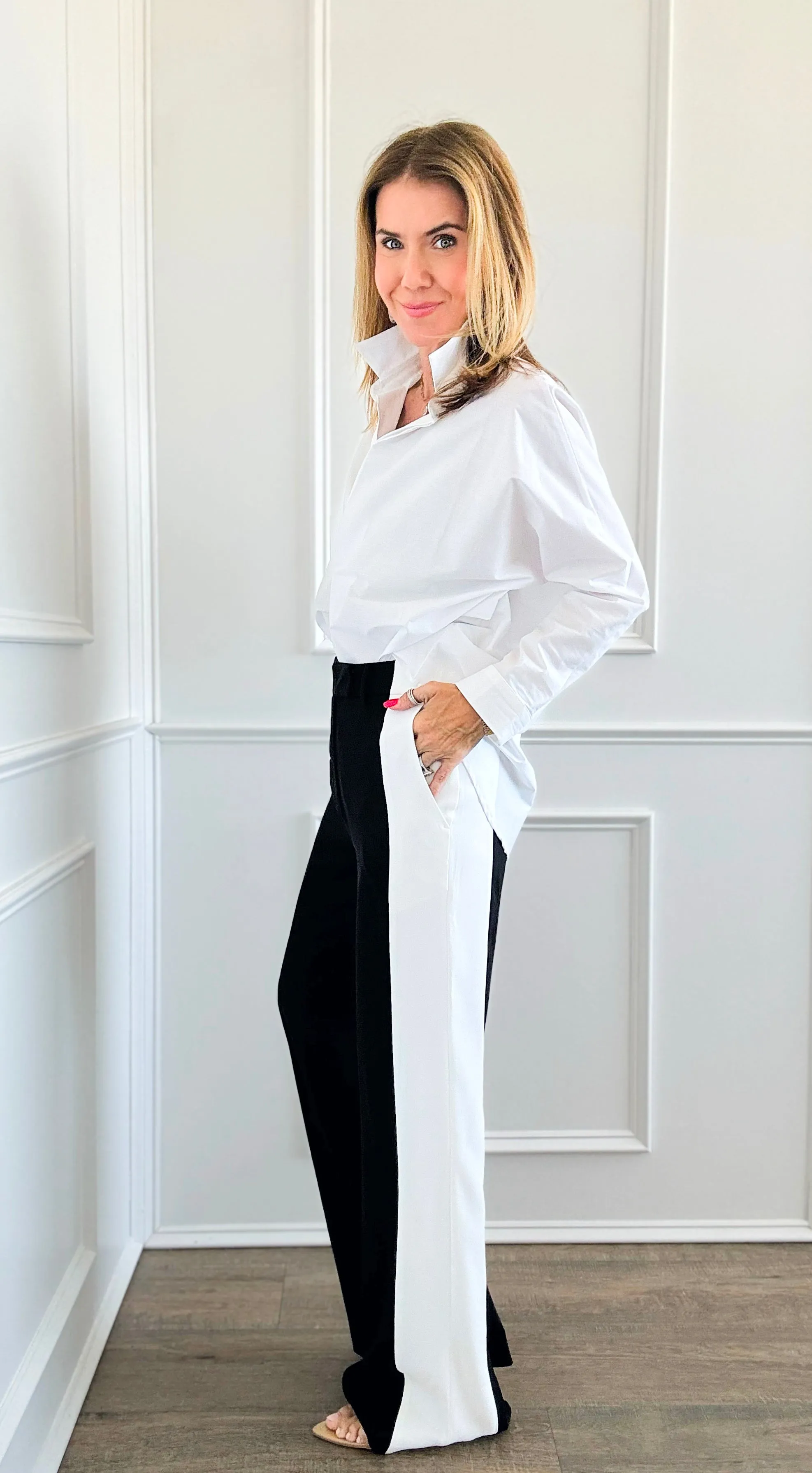 Color-Block Striped Pants