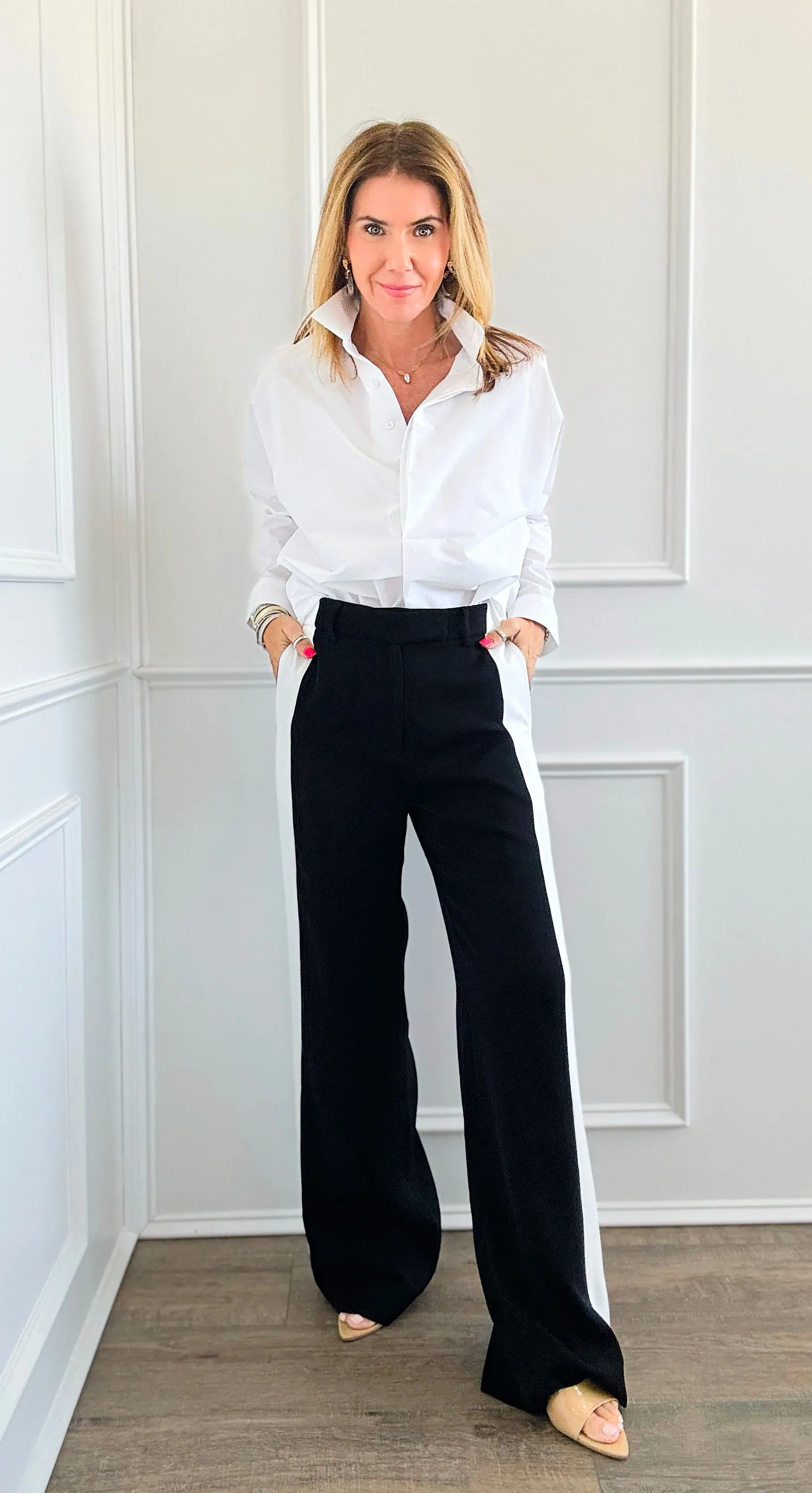 Color-Block Striped Pants