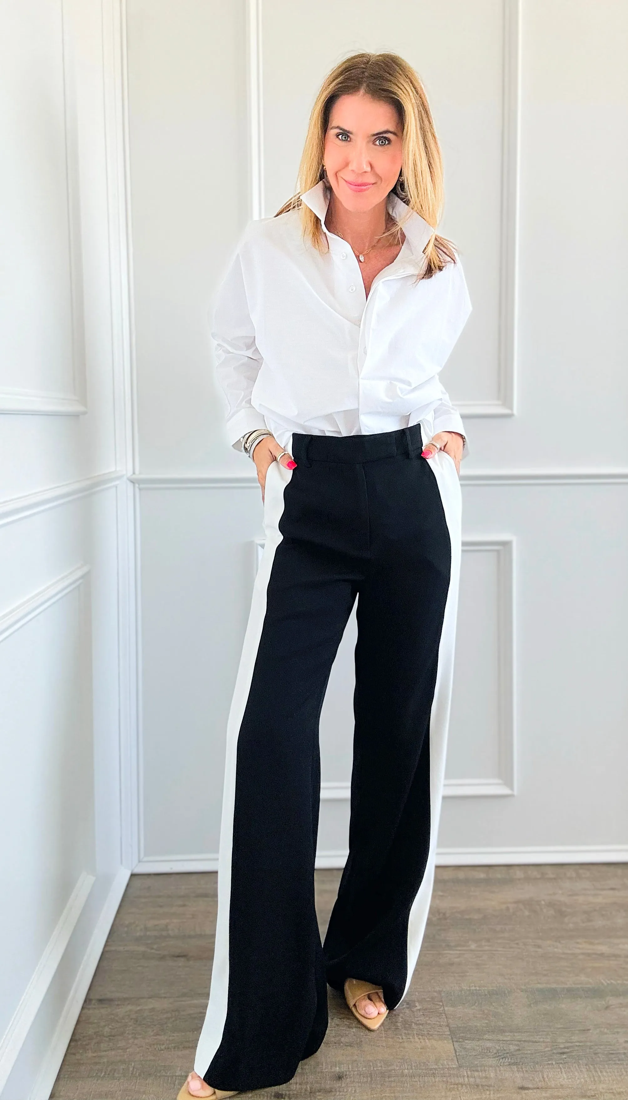 Color-Block Striped Pants