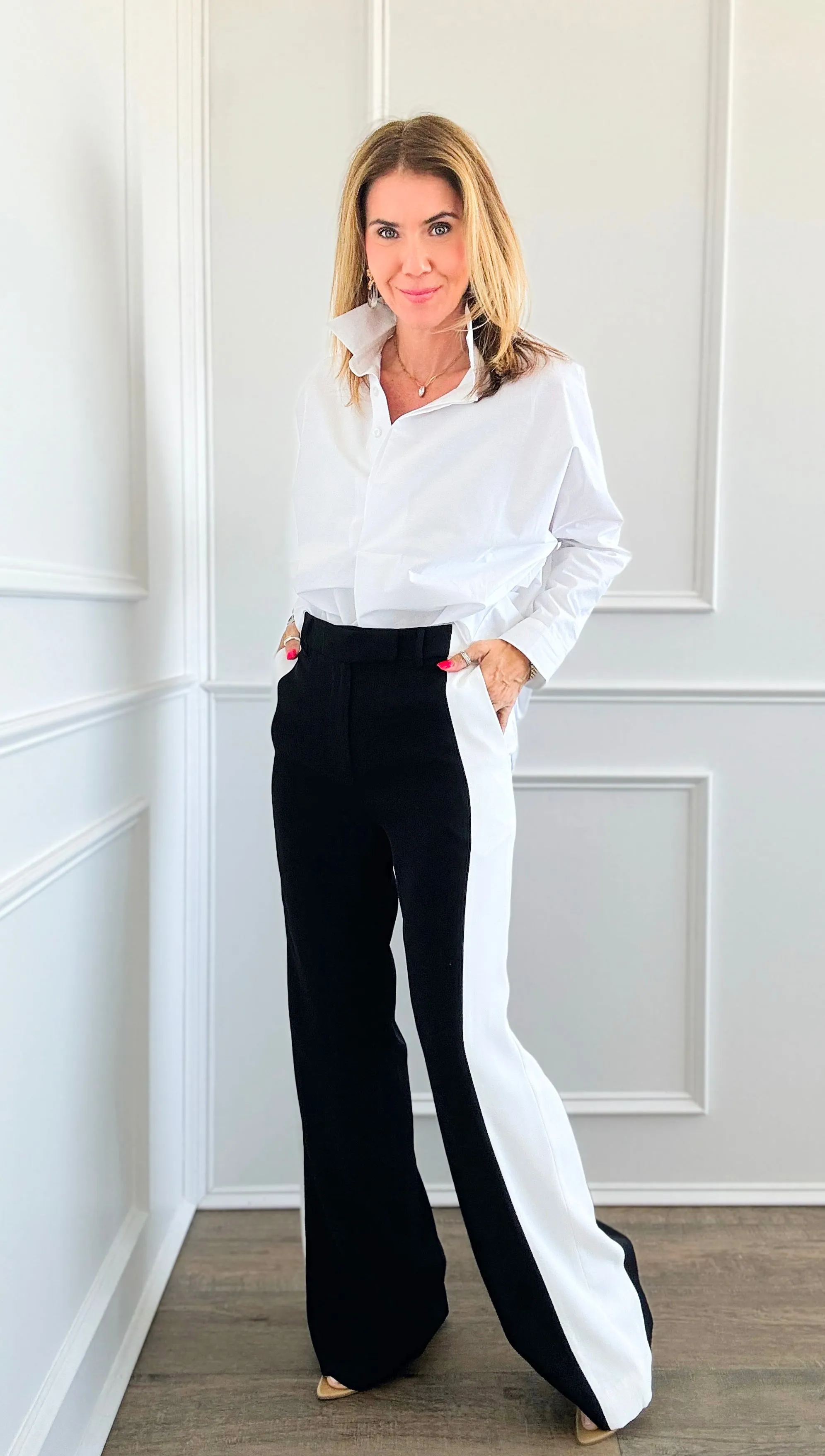 Color-Block Striped Pants