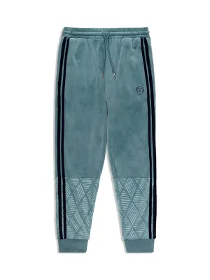 Debossed Damarindo Velour Track Pant- Larkspur