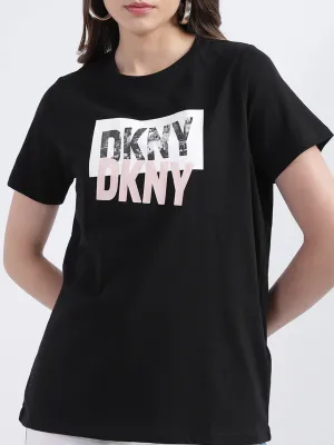 Dkny Black Fashion Logo Regular Fit Top