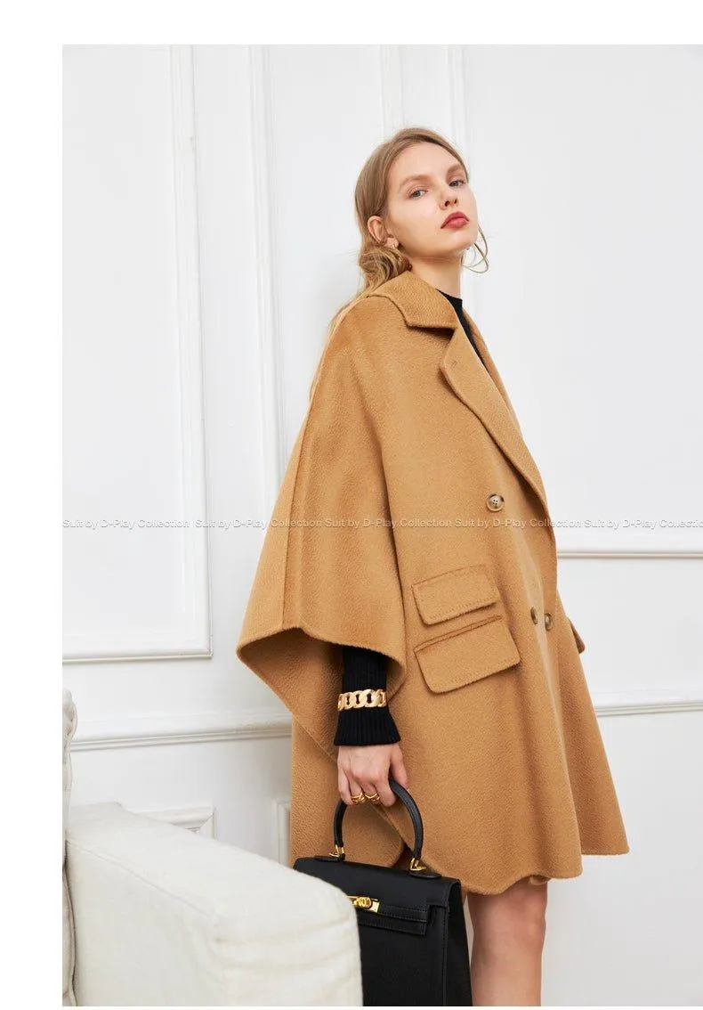 DPLAY fall autumn and winter khaki woolen cape coat - Rai Tan