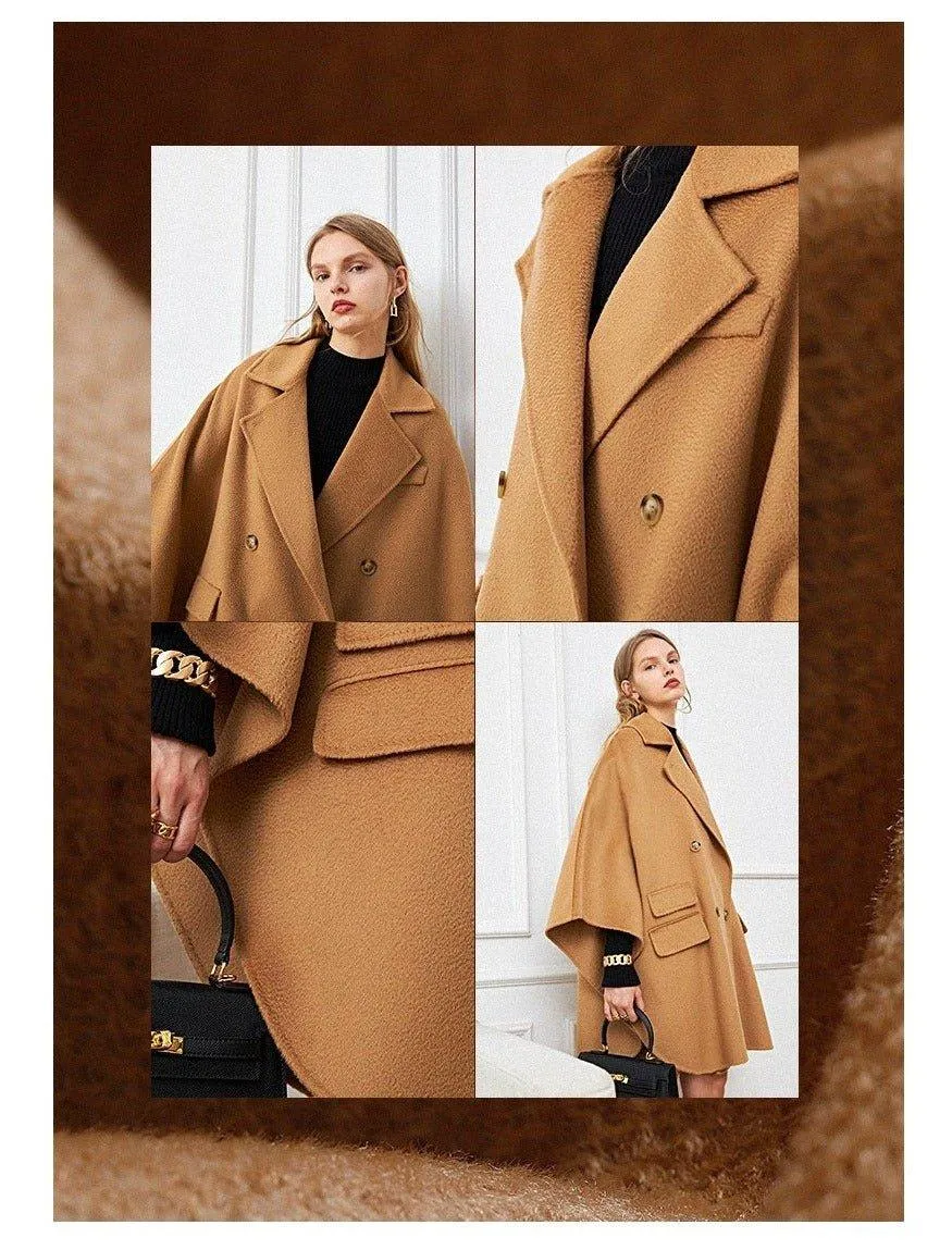 DPLAY fall autumn and winter khaki woolen cape coat - Rai Tan