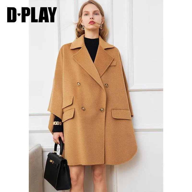 DPLAY fall autumn and winter khaki woolen cape coat - Rai Tan