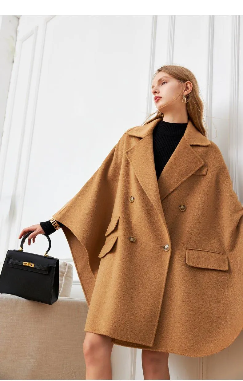 DPLAY fall autumn and winter khaki woolen cape coat - Rai Tan