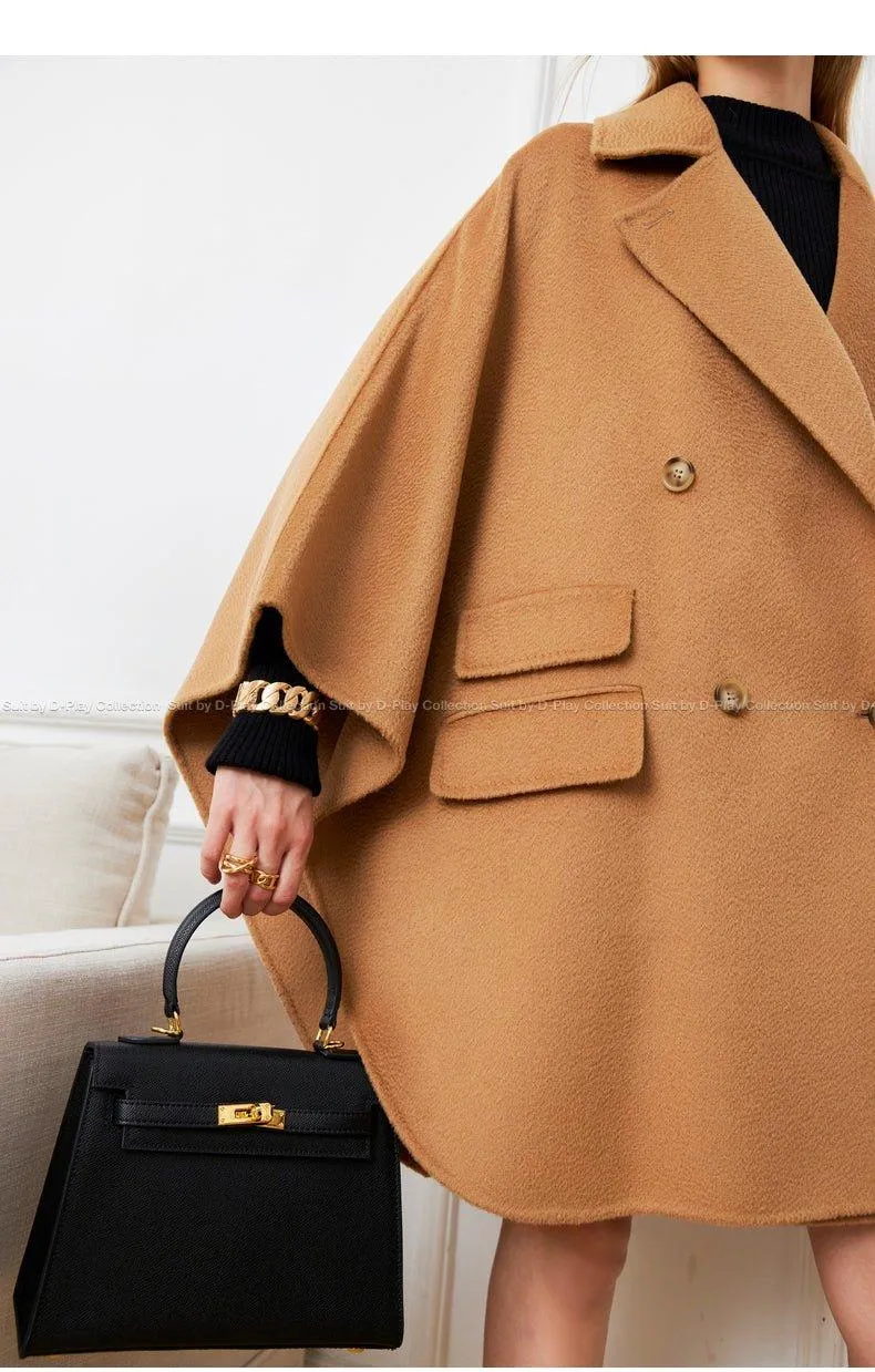 DPLAY fall autumn and winter khaki woolen cape coat - Rai Tan