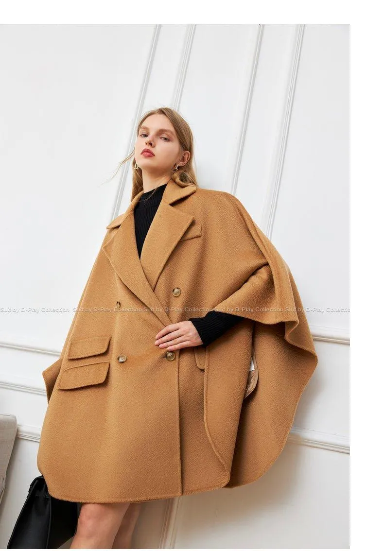 DPLAY fall autumn and winter khaki woolen cape coat - Rai Tan