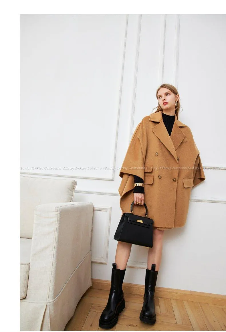 DPLAY fall autumn and winter khaki woolen cape coat - Rai Tan