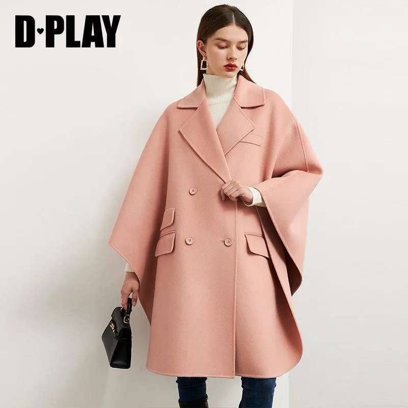 DPLAY fall autumn and winter khaki woolen cape coat - Rai Tan