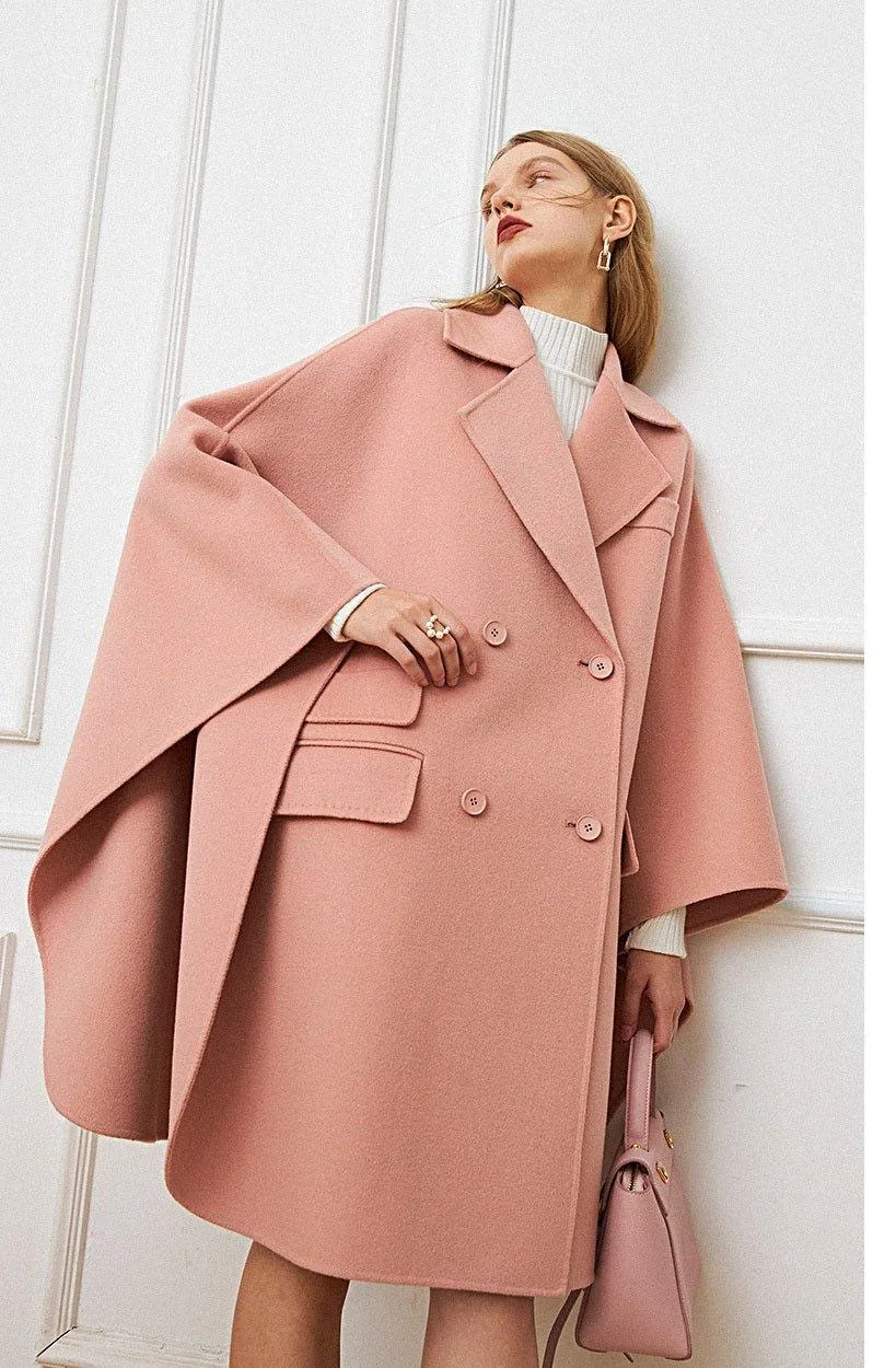 DPLAY fall autumn and winter khaki woolen cape coat - Rai Tan
