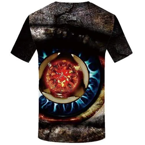 Eye T-shirt Men Vintage Tshirts Novelty Flame Tshirts Casual Rock T-shirts Graphic Gothic Shirt Print Short Sleeve Punk Rock