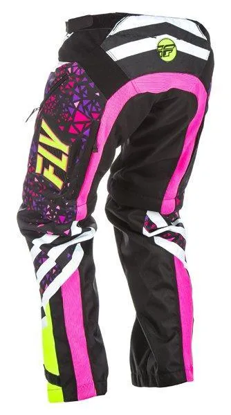 Fly Racing Kinetic Youth Girls Neon Pink/Hi-Viz Yellow Over-The-Boot Motocross Pants