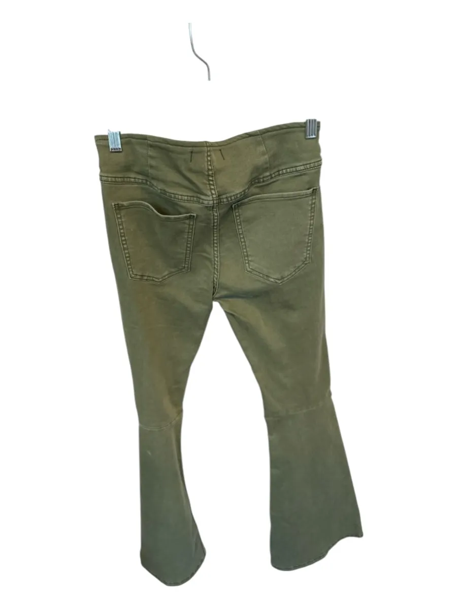 Free People Size 27 Olive Green Cotton Blend Elastic Waist High Waist Pants