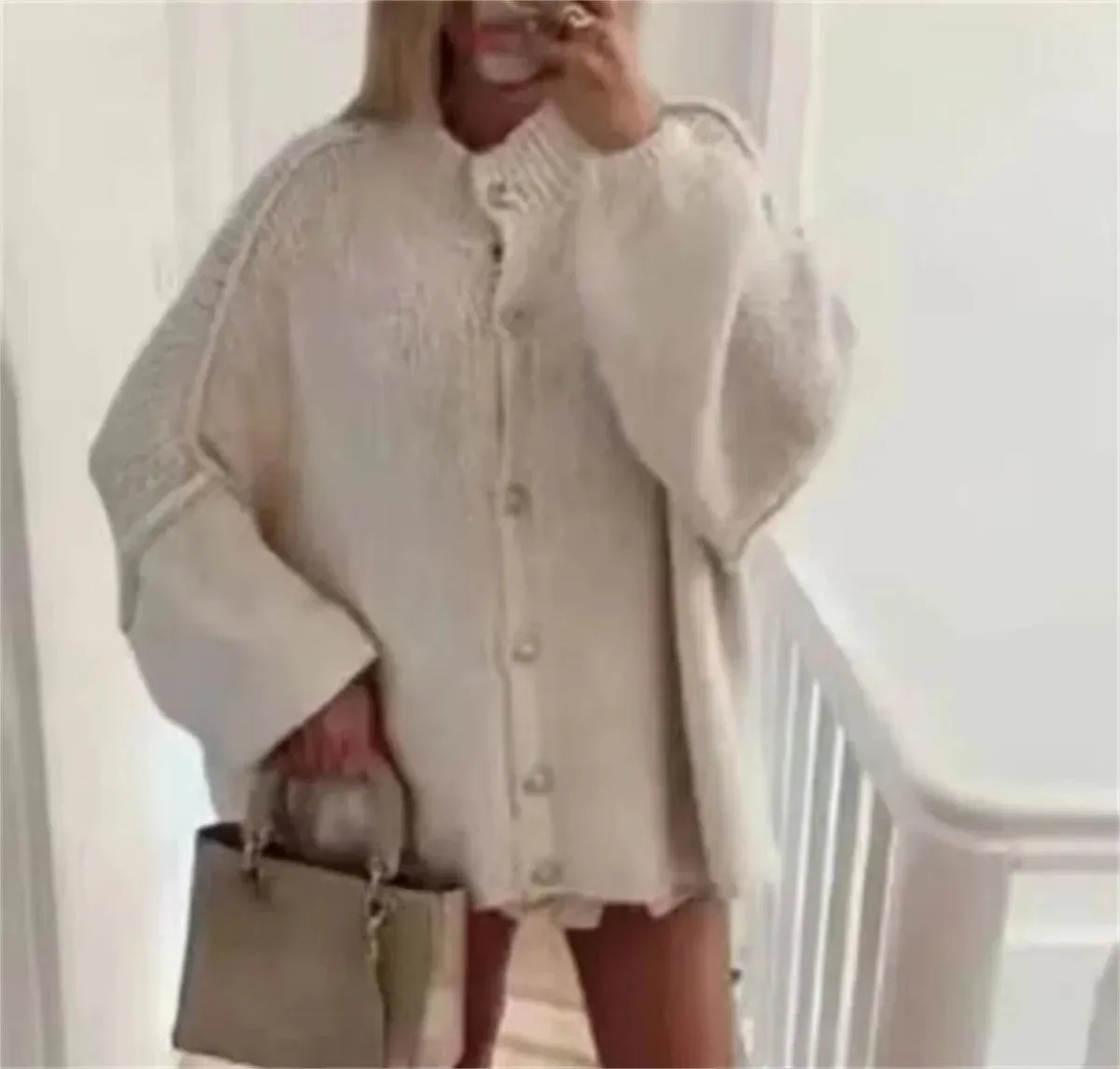 French loose oversized buttons cardigan