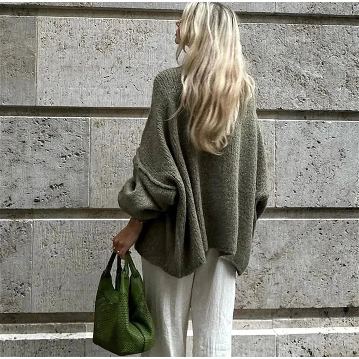 French loose oversized buttons cardigan