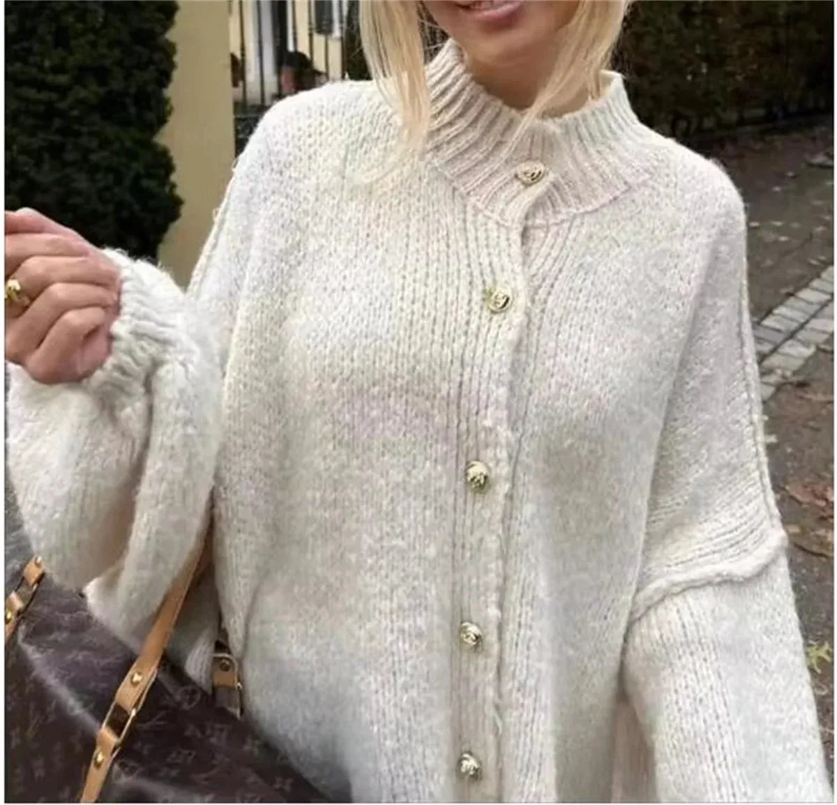 French loose oversized buttons cardigan