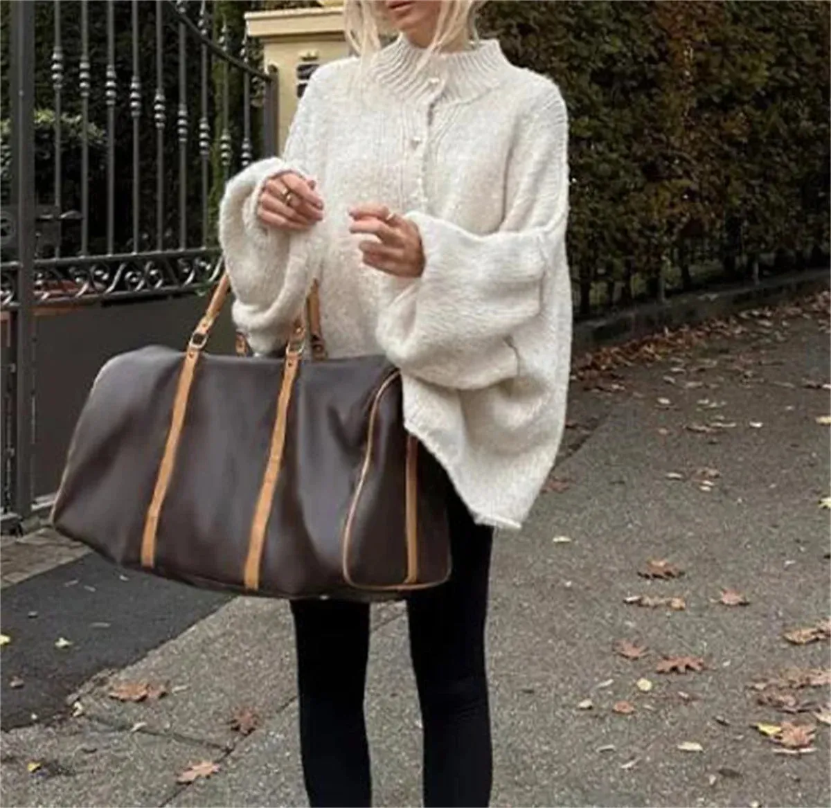 French loose oversized buttons cardigan