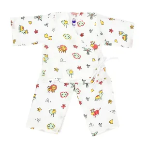 Full Sleeve Kimono Baby Night Suit Set -100% Organic Muslin -Animals