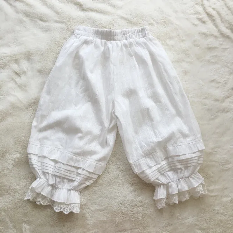 Getadme Japanese Sweet Lolita Safety Short Pants Women Kawaii Ruffleds Knickers Cotton Elastic Waist Victorian Bow Shorts Cute Bloomers