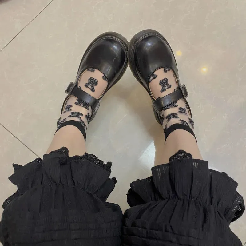 Getadme Japanese Sweet Lolita Safety Short Pants Women Kawaii Ruffleds Knickers Cotton Elastic Waist Victorian Bow Shorts Cute Bloomers