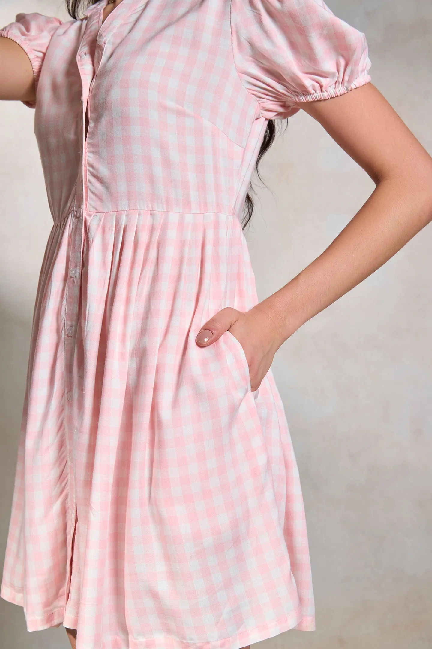 Janet|Checked A-line Dress
