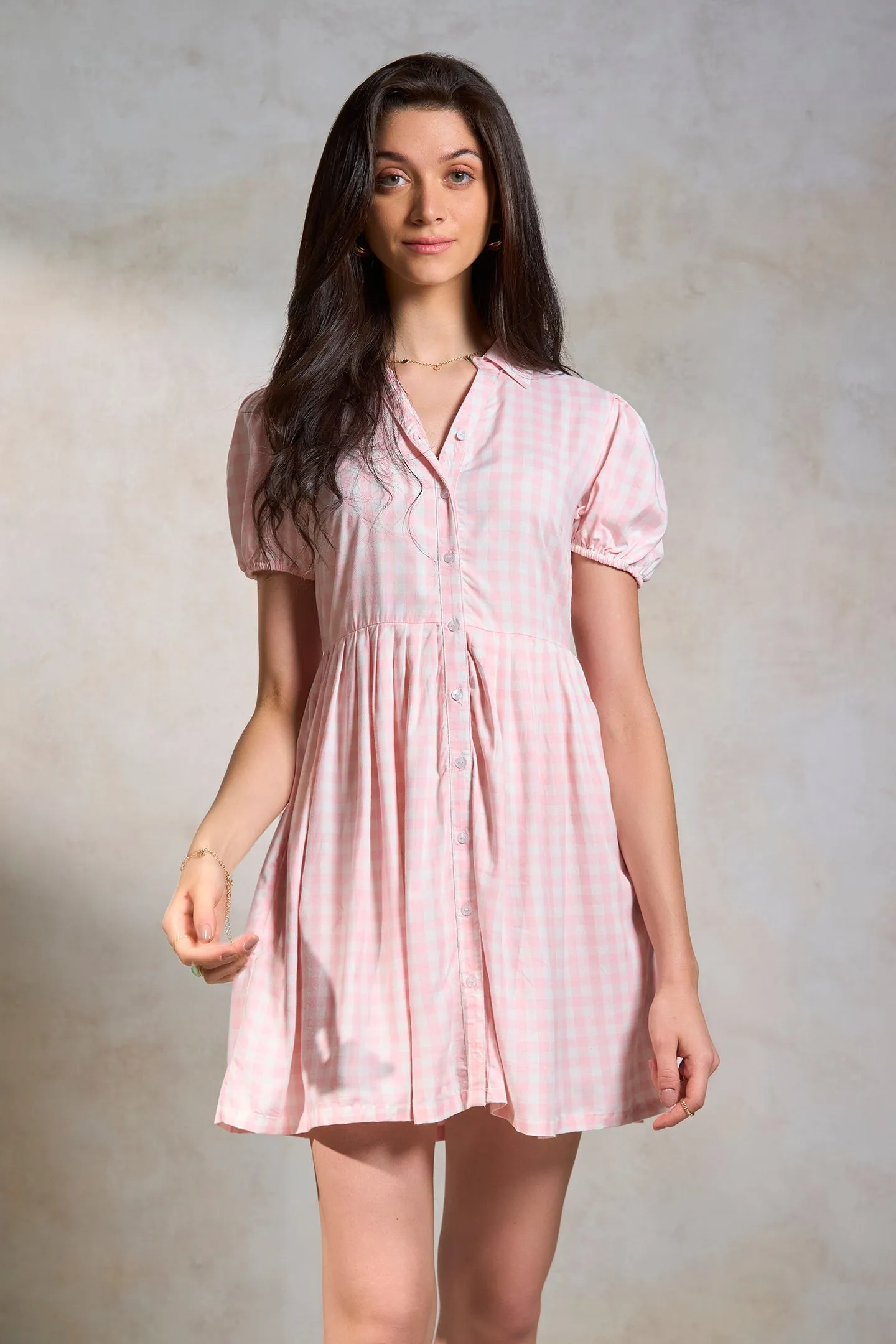 Janet|Checked A-line Dress
