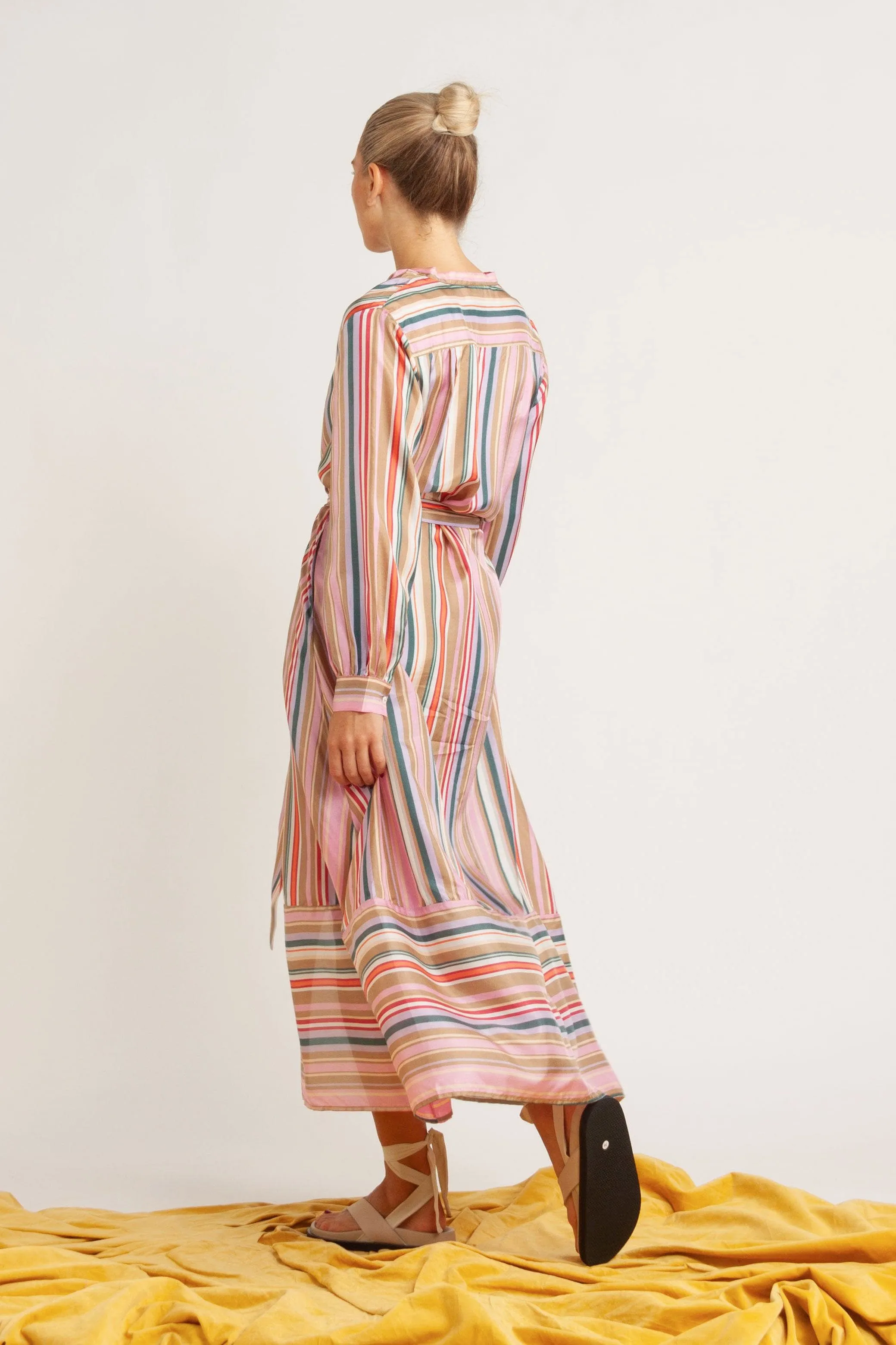 Kayla Multi-Stripe Silk Shirt Dress