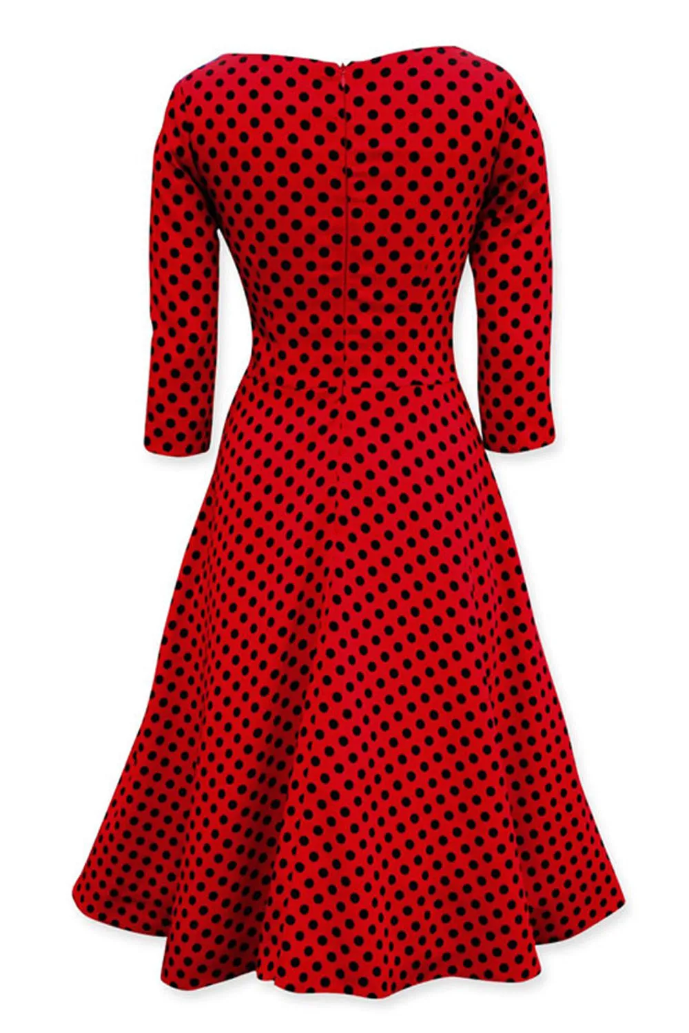 Ketty More Women Bow Decorated Polka Dot Printed Below Knee Dress-KMWD275
