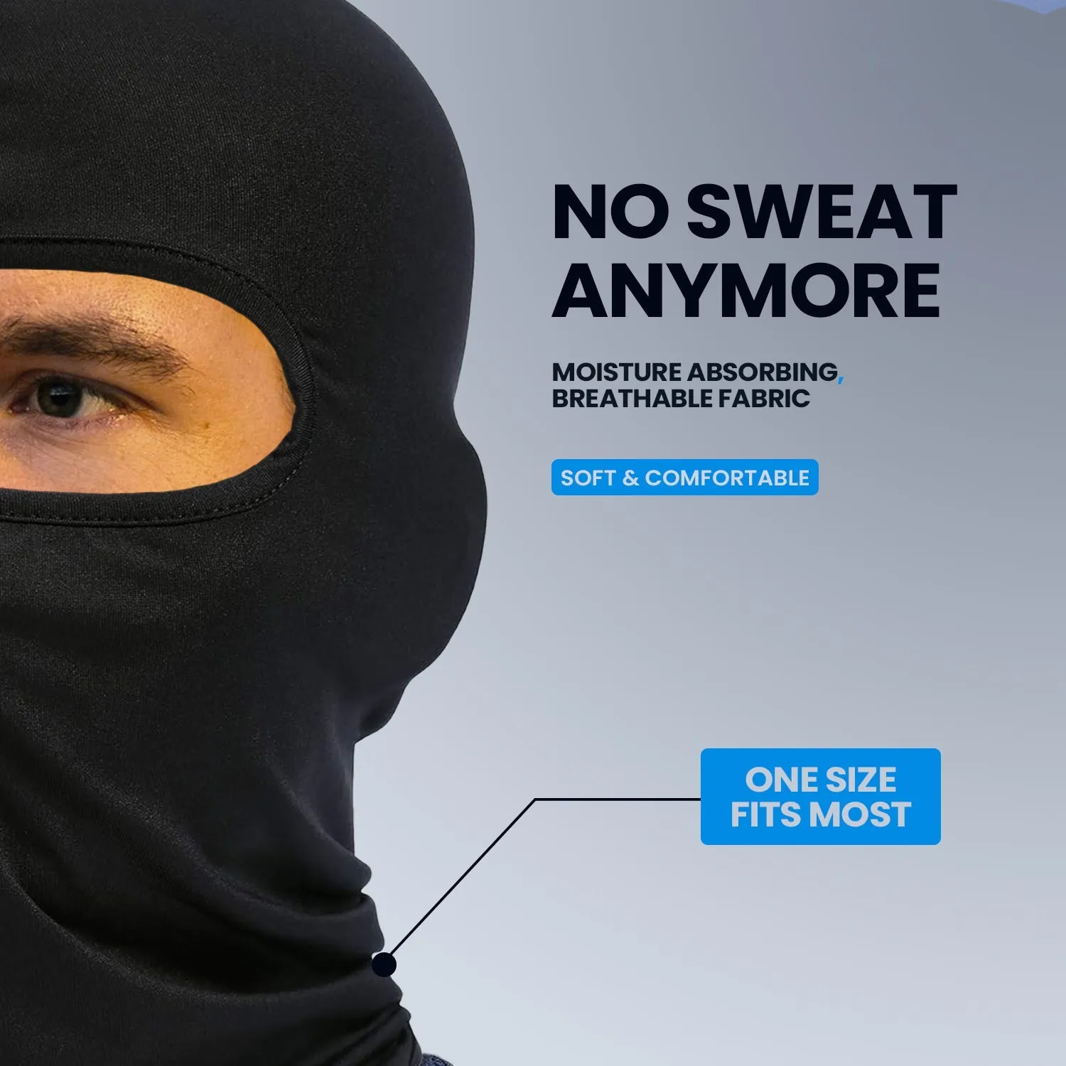 KINGSWAY® Face Mask Balaclava for Bikers, Full Face Cover Riding Gear Bike & Cycling Accessories Helmet Liner for Men Women Save from UV Sun and Dust, 4 Way Stretch, Sweat Absorbing, Black, Pack of 2