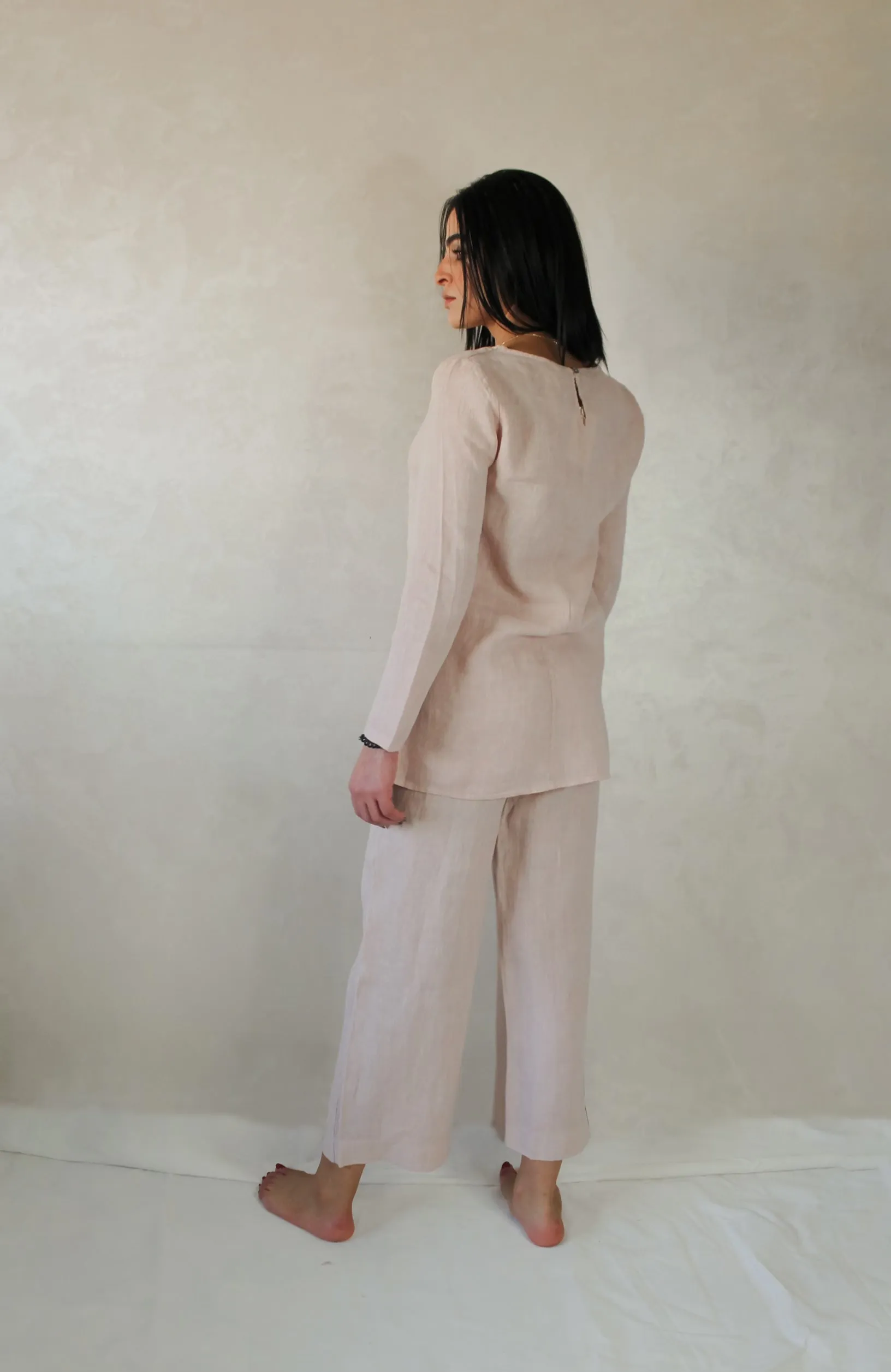 Light Pink Oia Long Sleeves Co-Ord Top - Cipria