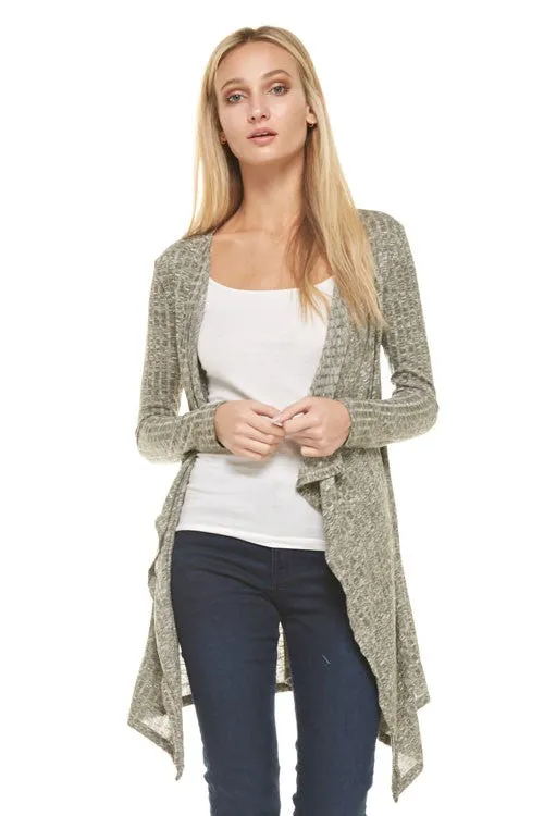 Lightweight Rib Knit Open Cardigan