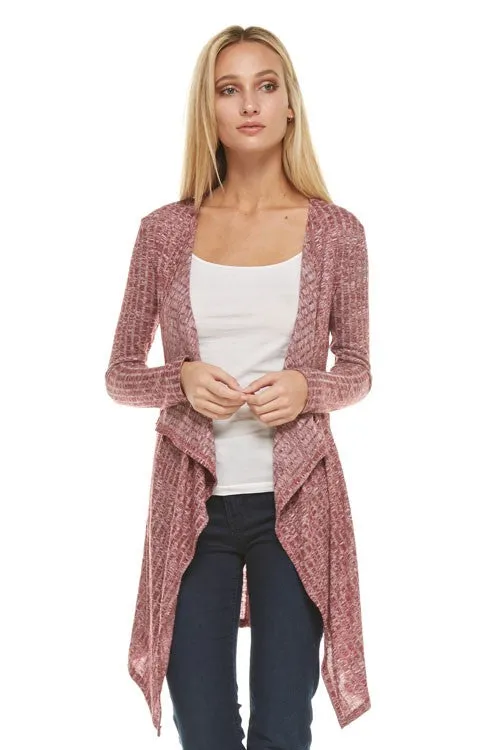 Lightweight Rib Knit Open Cardigan