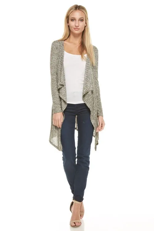 Lightweight Rib Knit Open Cardigan