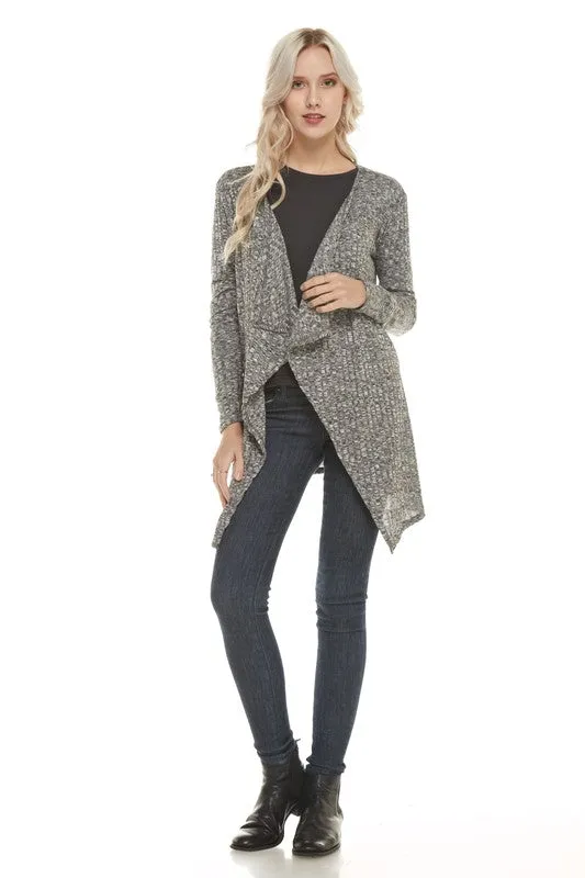 Lightweight Rib Knit Open Cardigan