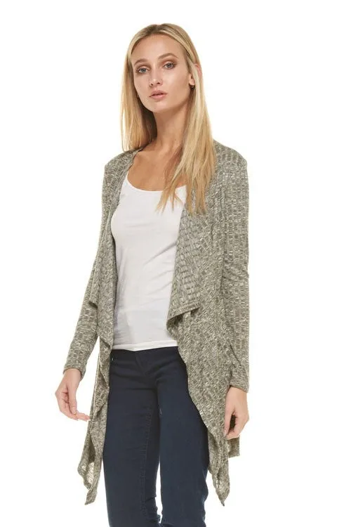 Lightweight Rib Knit Open Cardigan